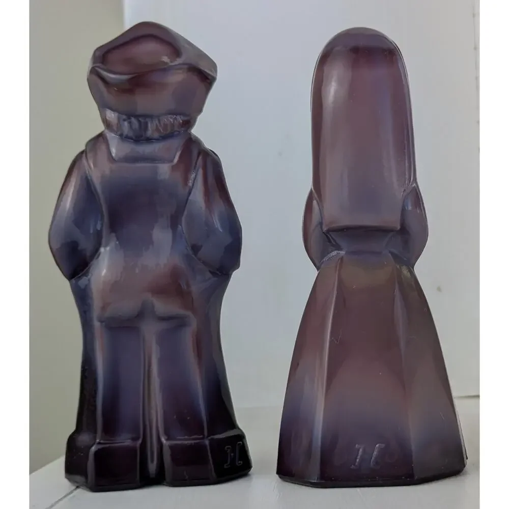 Mosser Glass Jenny & Josh Doll Royal Luster #1 1981 Purple Opaque Glass Figurine